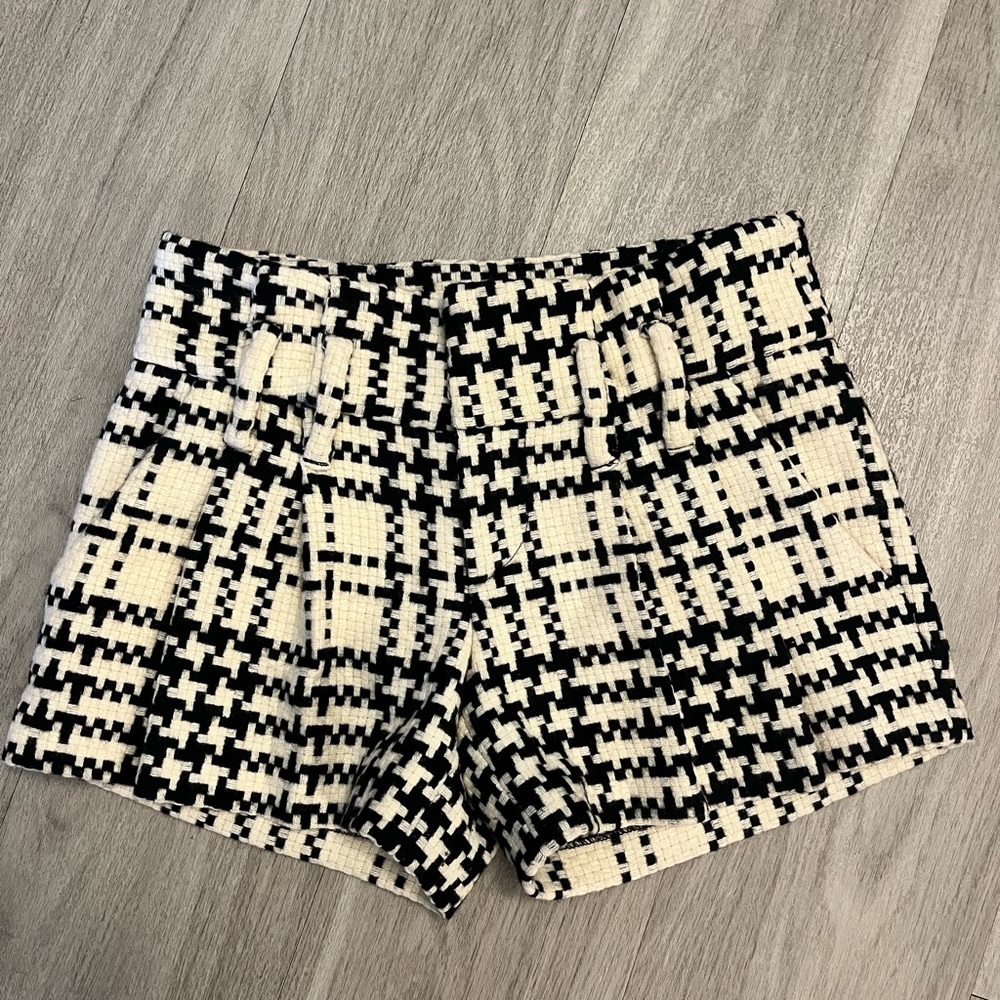 L.A.M.B. Wool herringbone plaid shorts